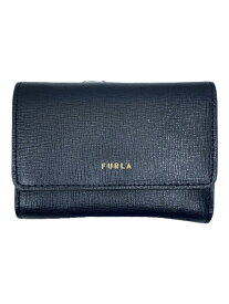 【中古】FURLA◆3つ折り財布/レザー/BLK/無地/レディース/PCZ0UNO【服飾雑貨他】