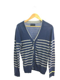 【中古】JUN HASHIMOTO◆cotton border knit cardigan/3/コットン/ネイビー/ボーダー/KNT1709001【メンズウェア】