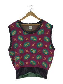 【中古】Sasquatchfabrix.◆FLOWER KNIT VEST/ニットベスト(薄手)/XL/コットン/PUP/総柄/22SS-KNN-001【メンズウェア】