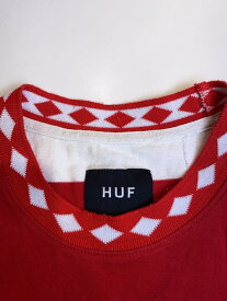 【中古】HUF◆Tシャツ/--/コットン/RED/ボーダー【メンズウェア】