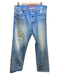 【中古】Supreme◆24AW/DISTRESSED LOOSE FIT JEAN/ボトム/34/デニム/IDG/無地【メンズウェア】