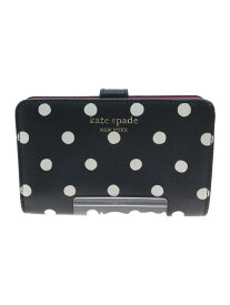 【中古】kate spade new york◆2つ折り財布/PVC/BLK/ドット/レディース【服飾雑貨他】