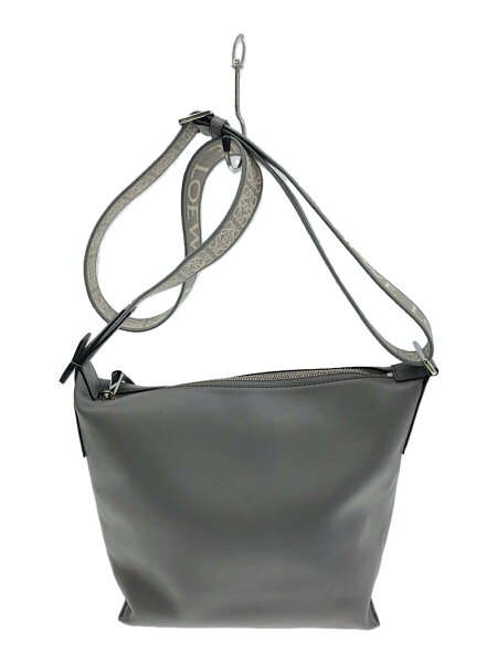【中古】LOEWE◆ショルダーバッグ/cubi crossbody small/レザー/GRY【バッグ】
