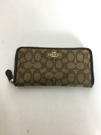 【中古】COACH◆長財布/キャンバス/BEG/総柄/メンズ/F54633【服飾雑貨他】