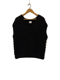 【中古】Sasquatchfabrix.◆20AW/SHOE LACE KNIT VEST/ニットベスト/M/ウール/BLK/20AW-KNN-007【メンズウェア】