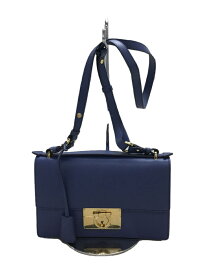 【中古】Salvatore Ferragamo◆ガンチーニショルダー/バッグ/レザー/BLU/無地/FZ-21/E099【バッグ】