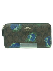 【中古】COACH◆長財布/--/BRW/総柄/レディース/F39189/花柄/ラウンドジップ【服飾雑貨他】