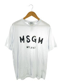 【中古】MSGM◆Tシャツ/M/コットン/WHT/無地/2000mm510【メンズウェア】