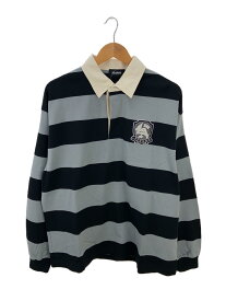 【中古】X-LARGE◆ポロシャツ/L/コットン/GRY/ボーダー/101231013001/EMBLEM STRIPED RUGBY【メンズウェア】