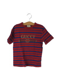 【中古】GUCCI◆Tシャツ/--/コットン/RED/ボーダー【キッズ】