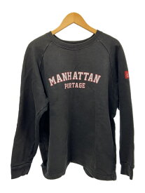 【中古】Manhattan Portage◆ラグラン/ロゴ/スウェット/L/コットン/BLK【メンズウェア】