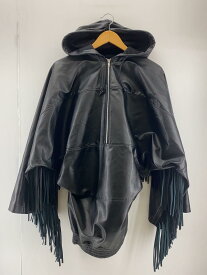 【中古】JUNYA WATANABE COMME des GARCONS◆レザージャケット・ブルゾン/S/フェイクレザー/BLK/JL-J034/AD2023/フリンジ/アノラック【レディースウェア】