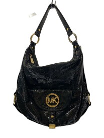 【中古】MICHAEL KORS◆ショルダーバッグ/--/BLK/アニマル/パイソン柄/ジップサビ有・持ち手使用感【バッグ】