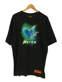 【中古】HERON PRESTON◆HERON PRESTON/Tシャツ/M/コットン/ブラック【メンズウェア】