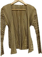 【中古】PLEATS PLEASE ISSEY MIYAKE◆カーディガン(薄手)/3/ポリエステル/BRW/チェック/PP43-JO663//【…