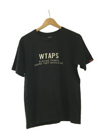 【中古】WTAPS◆Tシャツ/2/コットン/BLK/無地【メンズウェア】