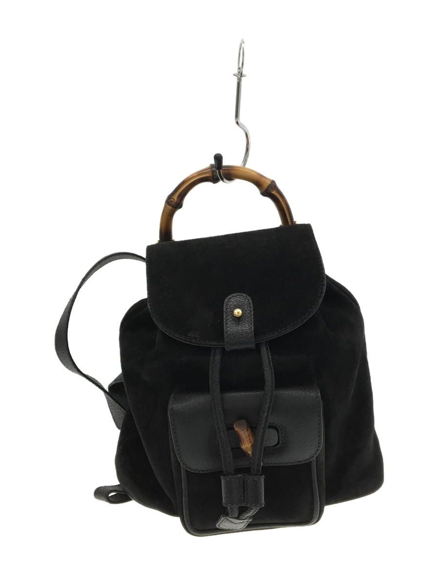 Used Gucci Backpack Bamboo Nubuck Leather/Suede/Blk Bag | eBay