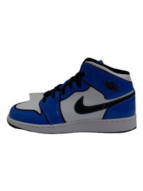 【中古】NIKE◆AIR JORDAN 1 MID_エア ジョーダン 1 ミッド/24cm/BLU【シューズ】