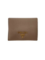 【中古】PRADA◆2つ折り財布/--/BEG/レディース【服飾雑貨他】