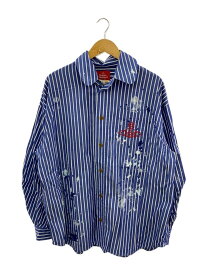 【中古】Vivienne Westwood RED LABEL◆ストライプスプラッシュプリントシャツ/コットン/NVY/ストライプ/16-12-832010【メンズウェア】