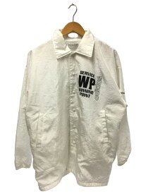 【中古】adidas◆デサント社製/コーチジャケット/--/ポリエステル/WHT【メンズウェア】