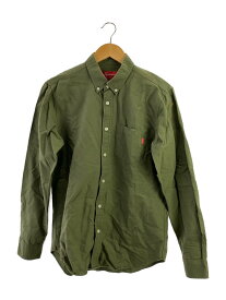 【中古】Supreme◆Small Box Logo shirt/長袖シャツ/S/コットン/KHK/襟汚れ/左胸肩シミ有【メンズウェア】