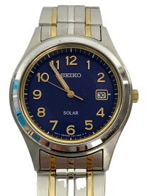 【中古】SEIKO◆ソーラー腕時計/アナログ/ステンレス/NVY/SLV/V147-0AE0【服飾雑貨他】