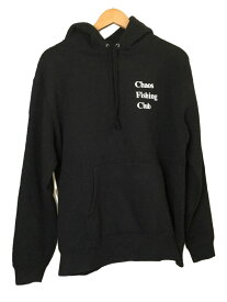 【中古】Chaos Fishing Club/シミ、プリント割れ有/パーカー/M/コットン/ブラック【メンズウェア】