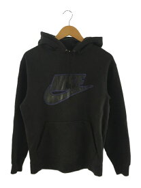 【中古】NIKE◆19AW/Leather Applique Hooded Sweatshirt/S/コットン/BLK【メンズウェア】