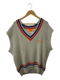 【中古】Keboz◆2LINE KNIT VEST/ニットベスト/M/コットン/BEG/無地【メンズウェア】