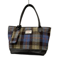 【中古】HARRIS TWEED◆トートバッグ/スウェード/BLU/チェック【バッグ】