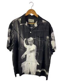 【中古】WACKO MARIA◆21ss/羊たちの沈黙/半袖シャツ/L/レーヨン/BLK/総柄【メンズウェア】