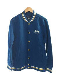 【中古】STUSSY◆スタジャン/S/コットン/BLU【メンズウェア】