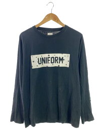 【中古】uniform experiment◆長袖Tシャツ/3/コットン/ブラック/ue-156088【メンズウェア】