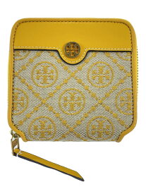 【中古】TORY BURCH◆2つ折り財布/YLW/モノグラム/レディース/79381【服飾雑貨他】