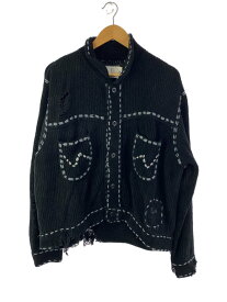 【中古】PHINGERIN◆24AW/PG1 SAVAGE KNIT/カーディガン(厚手)/M/コットン/BLK【メンズウェア】