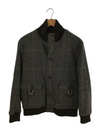 【中古】HERMES◆BOMBER WOOL JACKET/48/ウール/GRY/千鳥格子/JK309//【メンズウェア】