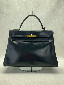 【中古】HERMES◆ハンドバッグ/レザー/BLK/無地【バッグ】