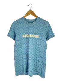 【中古】COACH◆Tシャツ/--/コットン/BLU/総柄/CG979【レディースウェア】