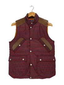 【中古】JUNYA WATANABE COMME des GARCONS MAN◆レザーヨーク/中綿ベスト/XS/ナイロン/レッド/チェック【メンズウェア】