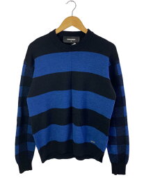 【中古】DSQUARED2◆セーター(薄手)/M/ウール/BLK/BLU/ボーダー/S74HA0824【メンズウェア】