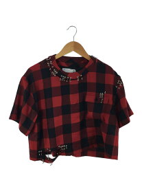 【中古】sacai◆22SS/Buffalo Check Blouse/半袖ブラウス/2/ウール/レッド/チェック/22-05943【レディースウェア】