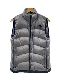 【中古】THE NORTH FACE◆ACONCAGUA VEST_アコンカグアベスト/M/ナイロン/GRY/無地【メンズウェア】