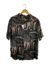 【中古】STUSSY◆半袖シャツ/S/レーヨン/KHK/総柄//【メンズウェア】