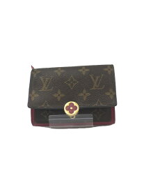 【中古】LOUIS VUITTON◆ポルト・フォイユ・フロールコンパクト_モノグラム_BRW/PVC/ブラウン/レディース/M64588【服飾雑貨他】