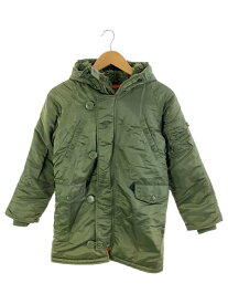 【中古】ALPHA INDUSTRIES◆ジャケット/150cm/ナイロン/グリーン/無地【キッズ】