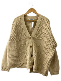 【中古】AMBUSH◆PATCHWORK KNIT CARDIGAN/S/ナイロン/BEG/BWHB008F21KNI0//【メンズウェア】