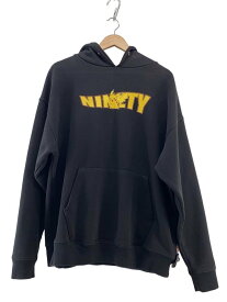 【中古】9090◆パーカー/L/コットン/BLK/プリント【メンズウェア】