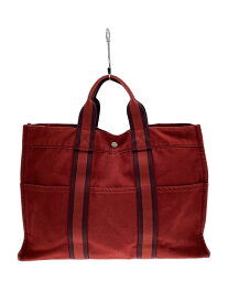 【中古】HERMES◆ハンドバッグ/コットン/RED/フールトゥ【バッグ】