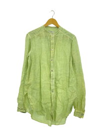 【中古】amachi.◆ノーカラー長袖シャツ/4/リネン/GRN【メンズウェア】